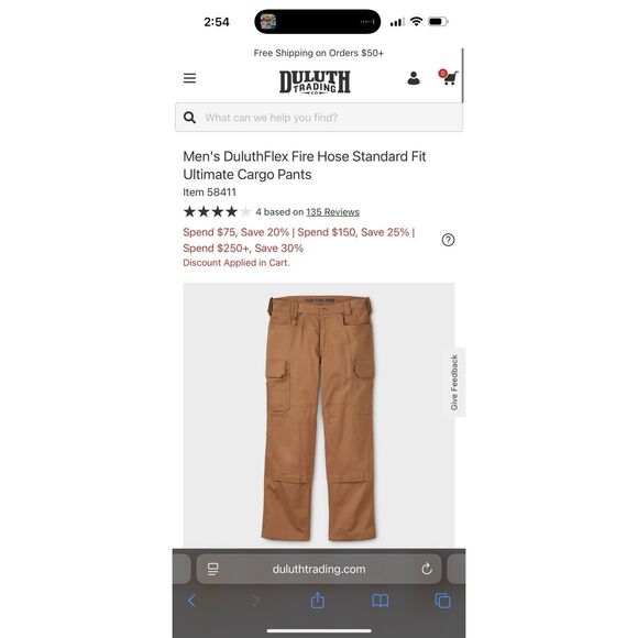 Duluth Trading | Flex Fire Hose Carpenter Pants | Brown | 42x30 | Men’s - Picture 7 of 16